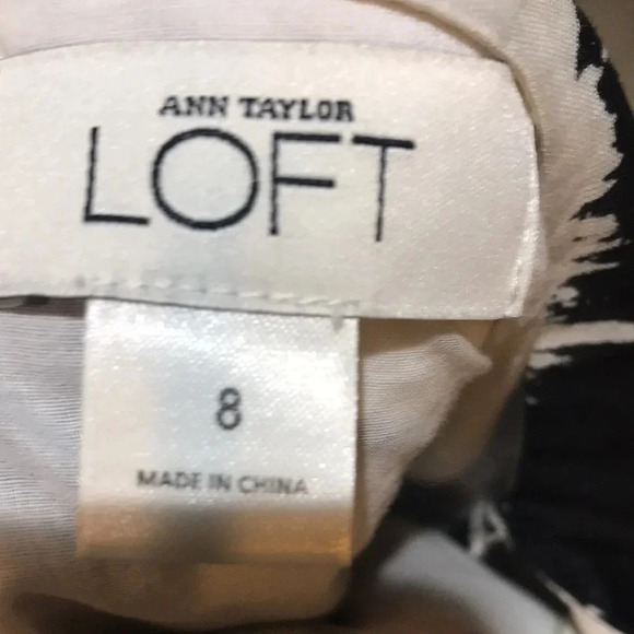 LOFT Black and White Floral Cotton Dress with Adjustable Straps & Ruffle Hem-8 - Picture 11 of 11